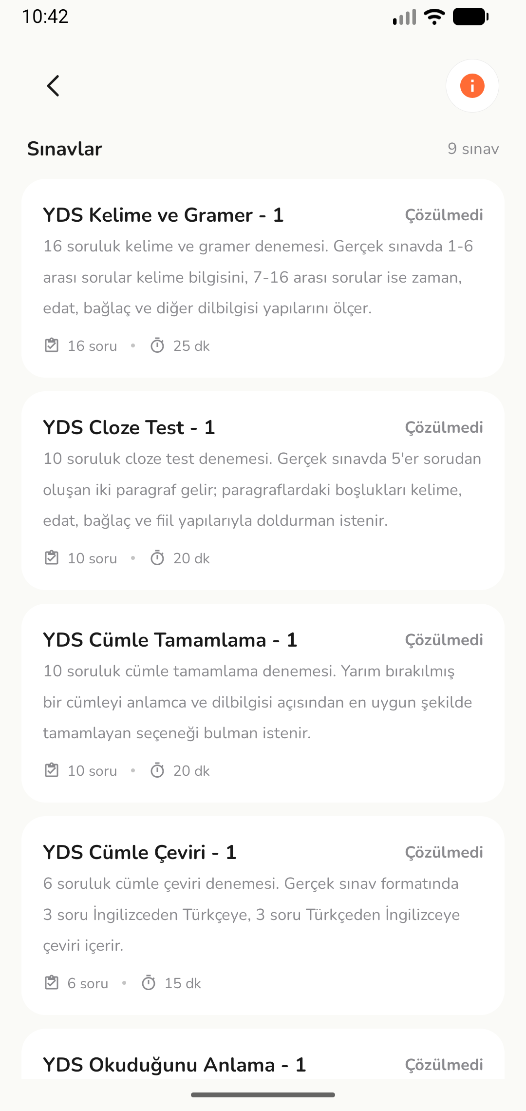Sınav listesi